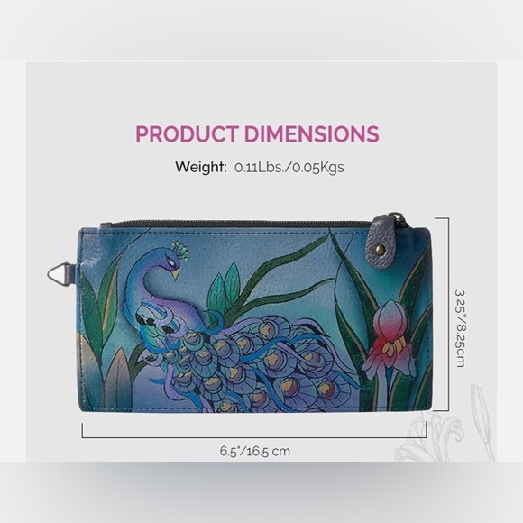 Anna by Anuschka leather wallet with a Midnight Peacock design, NWT - Picture 4 of 4